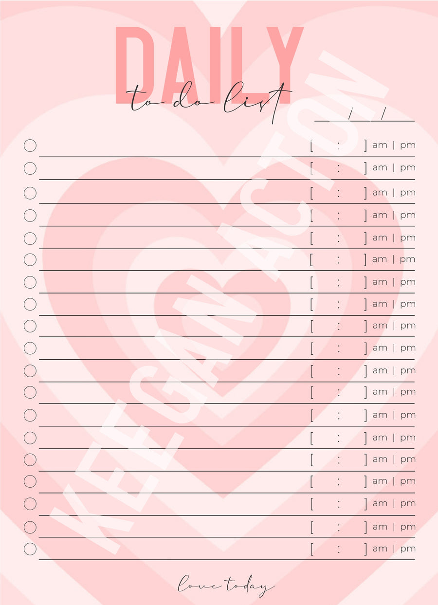 Hearts Daily To Do List (Digital Version)