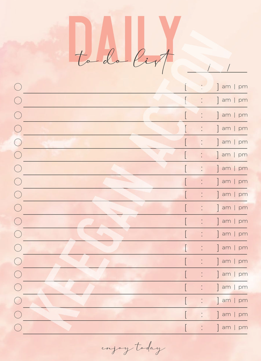 Sunset Daily To Do List (Digital Version)