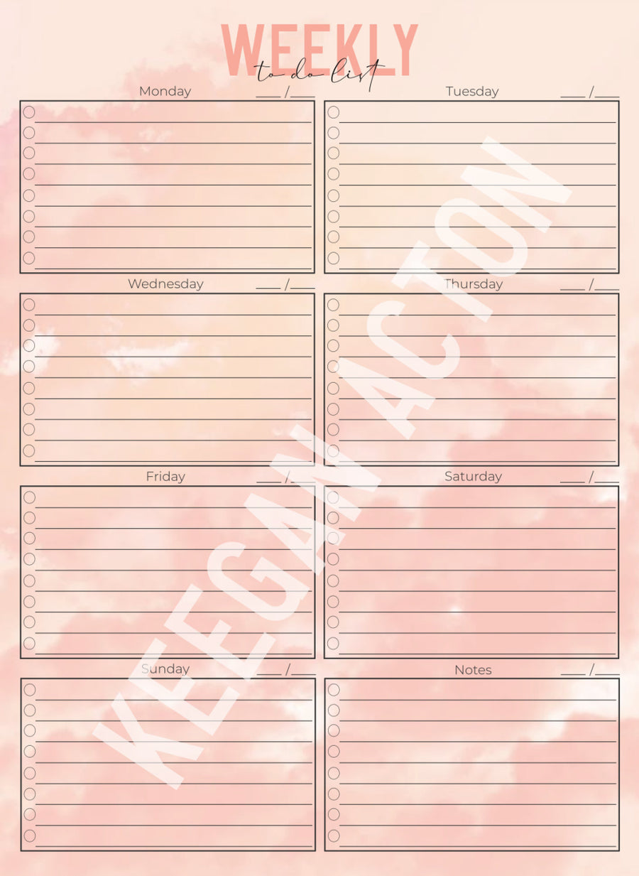 Sunset Weekly To Do List (Digital Version)