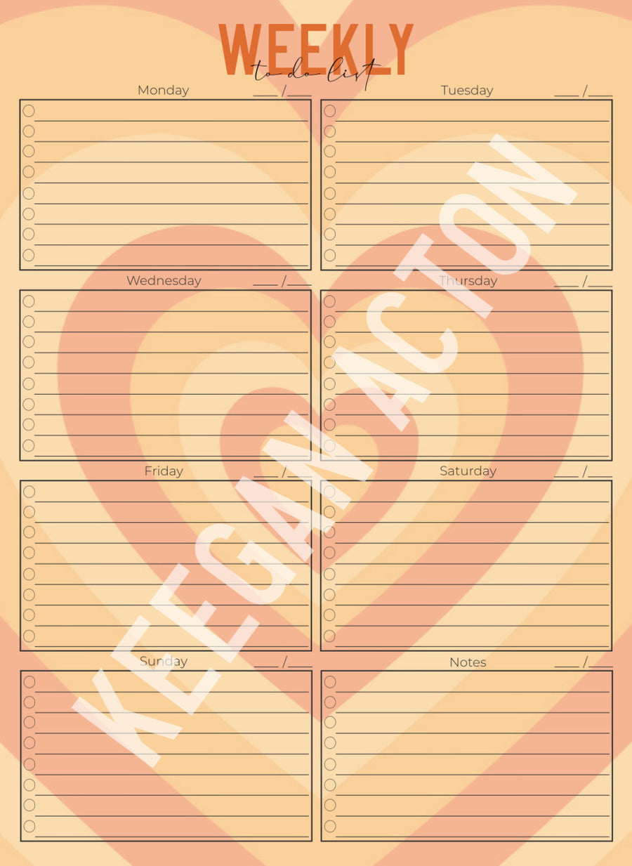 Hearts Weekly To Do List (Digital Version)