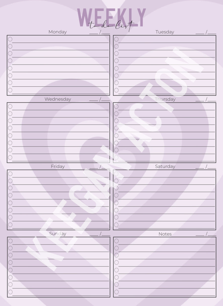 Hearts Weekly To Do List (Digital Version)